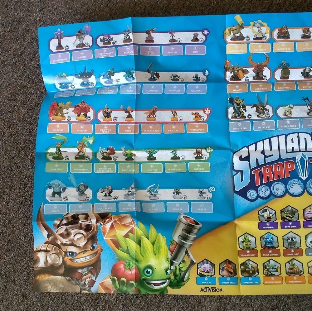 NEW Skylanders Trap Team Instruction Manual & Character Roster Poster Checklist